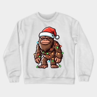 Bigfoot Santa Christmas Tree Lights Crewneck Sweatshirt